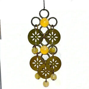 Copper tone Bohemian long dangle earrings.  Floral, beaded